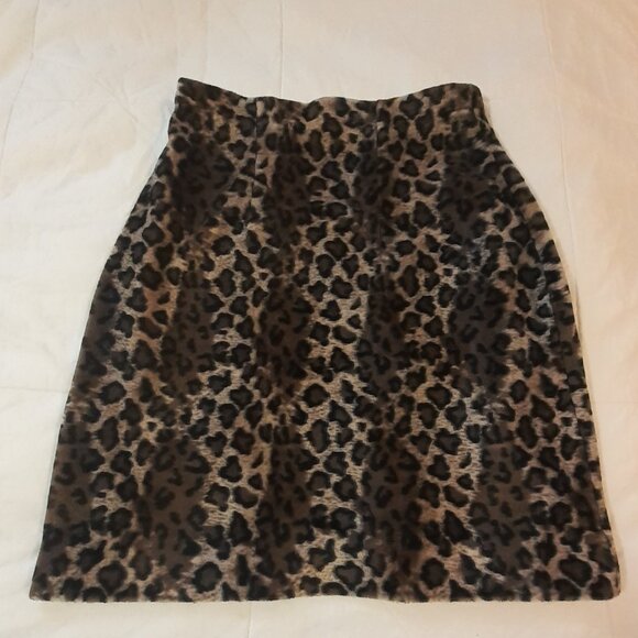 Vintage Handmade Faux Fur Leopard Print Skirt Size Small - Picture 2 of 8